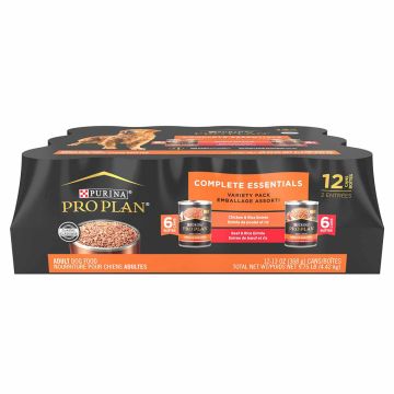 Pro Plan Complete Essentials Entr&eacute;e Classic Beef & Rice, Chicken & Rice Wet Dog Food Variety Pack 12 Count