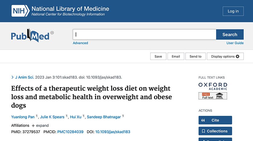 Effects of a Therapeutic Weight Loss Diet on Weight Loss and Metabolic Health in Overweight and Obese Dogs on National Library of Medicine