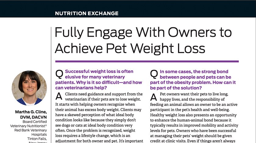 Nutrition Exchange&rsquo;s Fully Engage With Owners to Achieve Pet Weight Loss