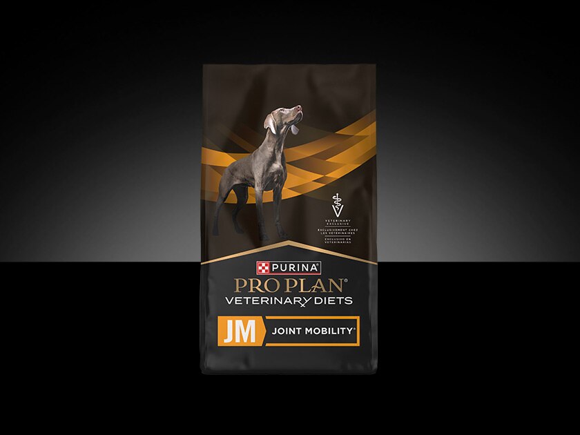 Pro Plan Veterinary Diets JM Joint Mobility canine formula.