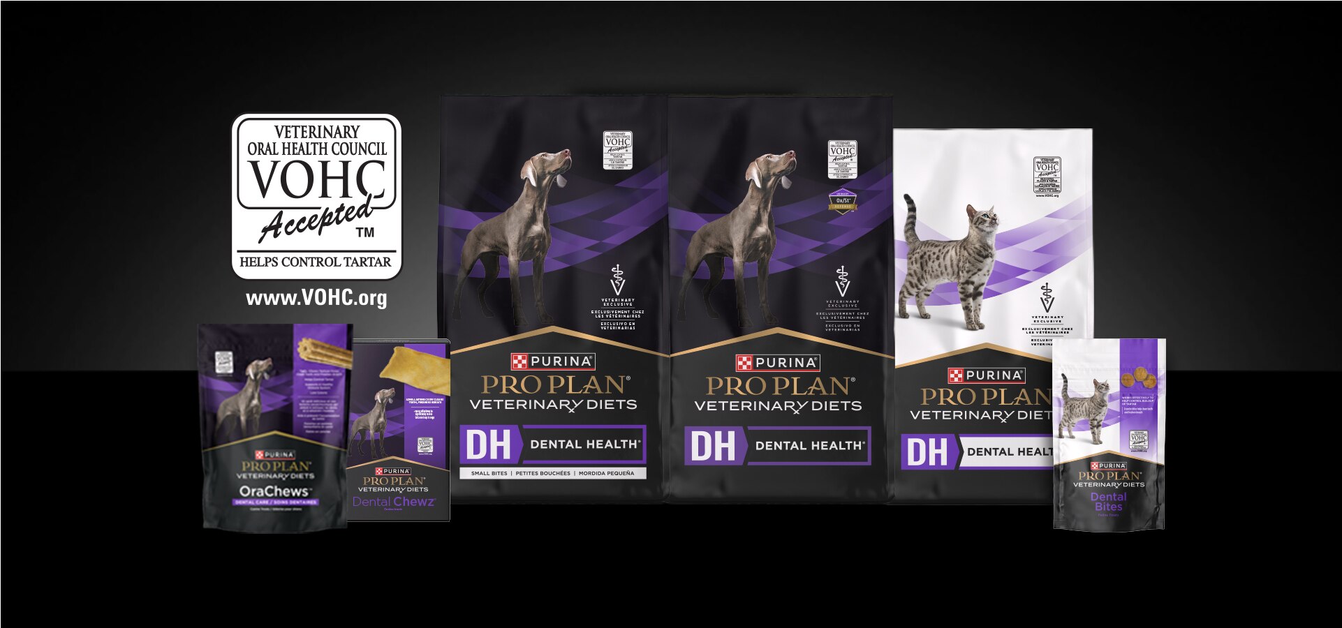 Lineup of Pro Plan Veterinary dental health products