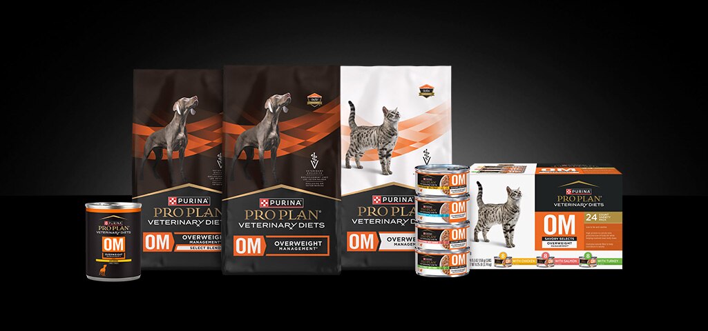 Purina Pro Plan Veterinary Diets Weight Management product lineup for dogs and cats