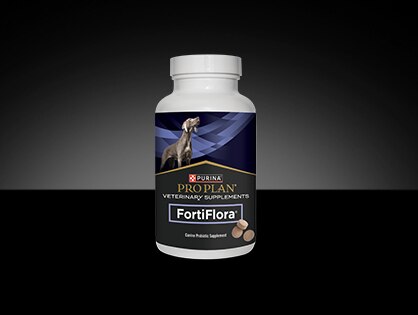 Canine Pro Plan Veterinary Supplements FortiFlora&reg; Chewable Tablets container. 
