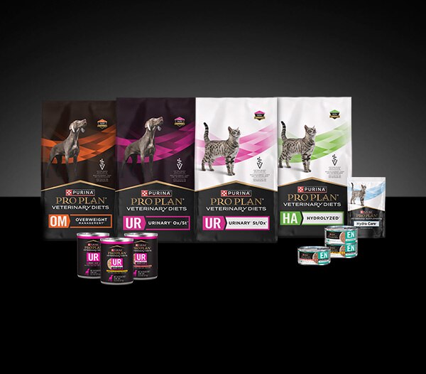 Lineup of Pro Plan Veterinary urinary products.